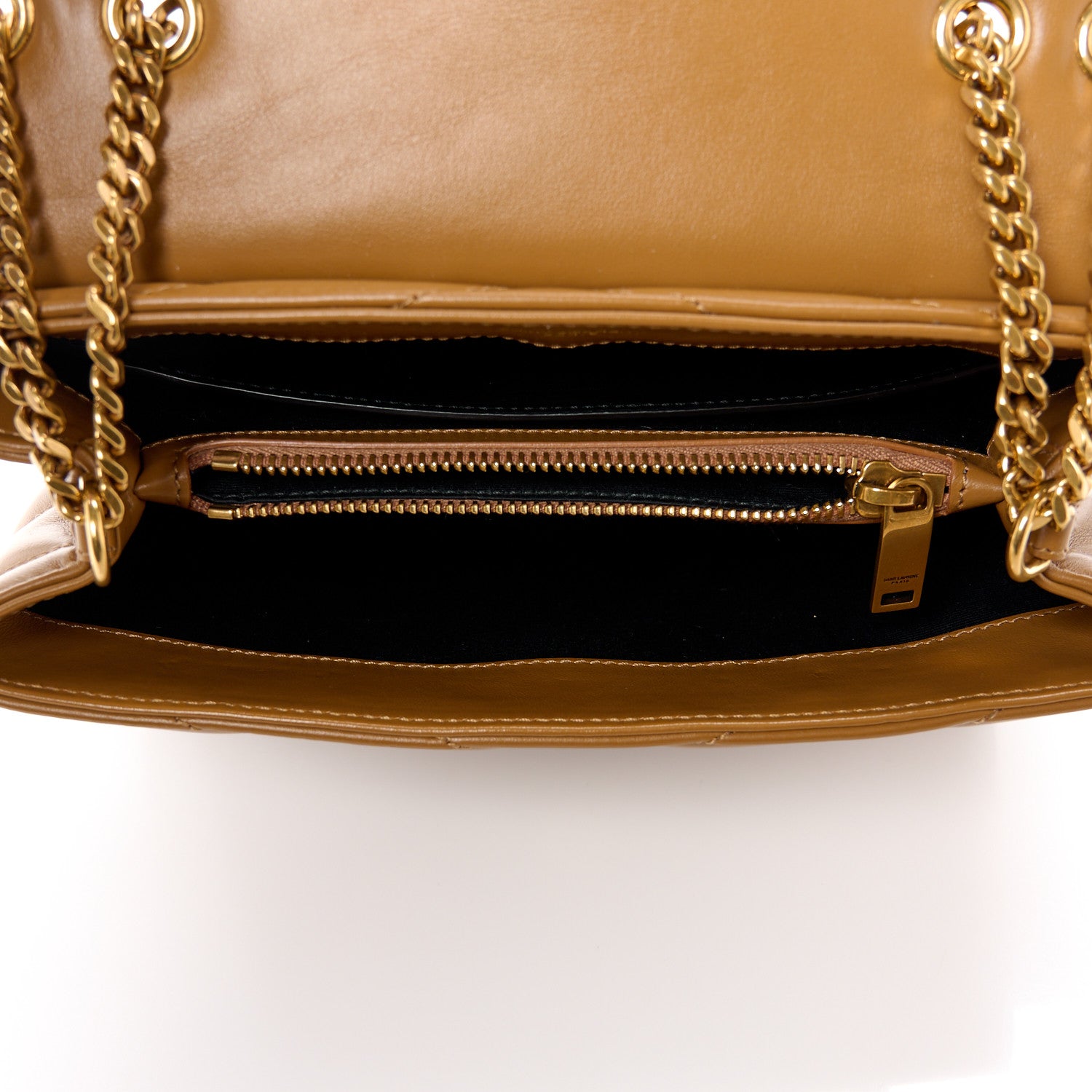 Saint Laurent Calfskin Y Quilted Monogram Small Loulou Chain Satchel Dark Natural 5 of 11