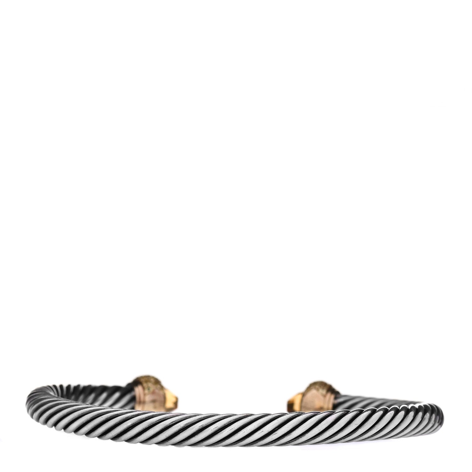 David Yurman Sterling Silver 18K Yellow Gold Citrine Yellow Sapphire 5mm Candy Cable Bracelet 3 of 5