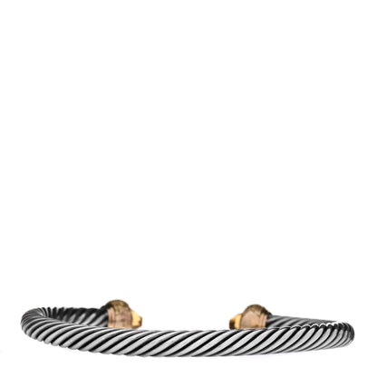 David Yurman Sterling Silver 18K Yellow Gold Citrine Yellow Sapphire 5mm Candy Cable Bracelet 3 of 5