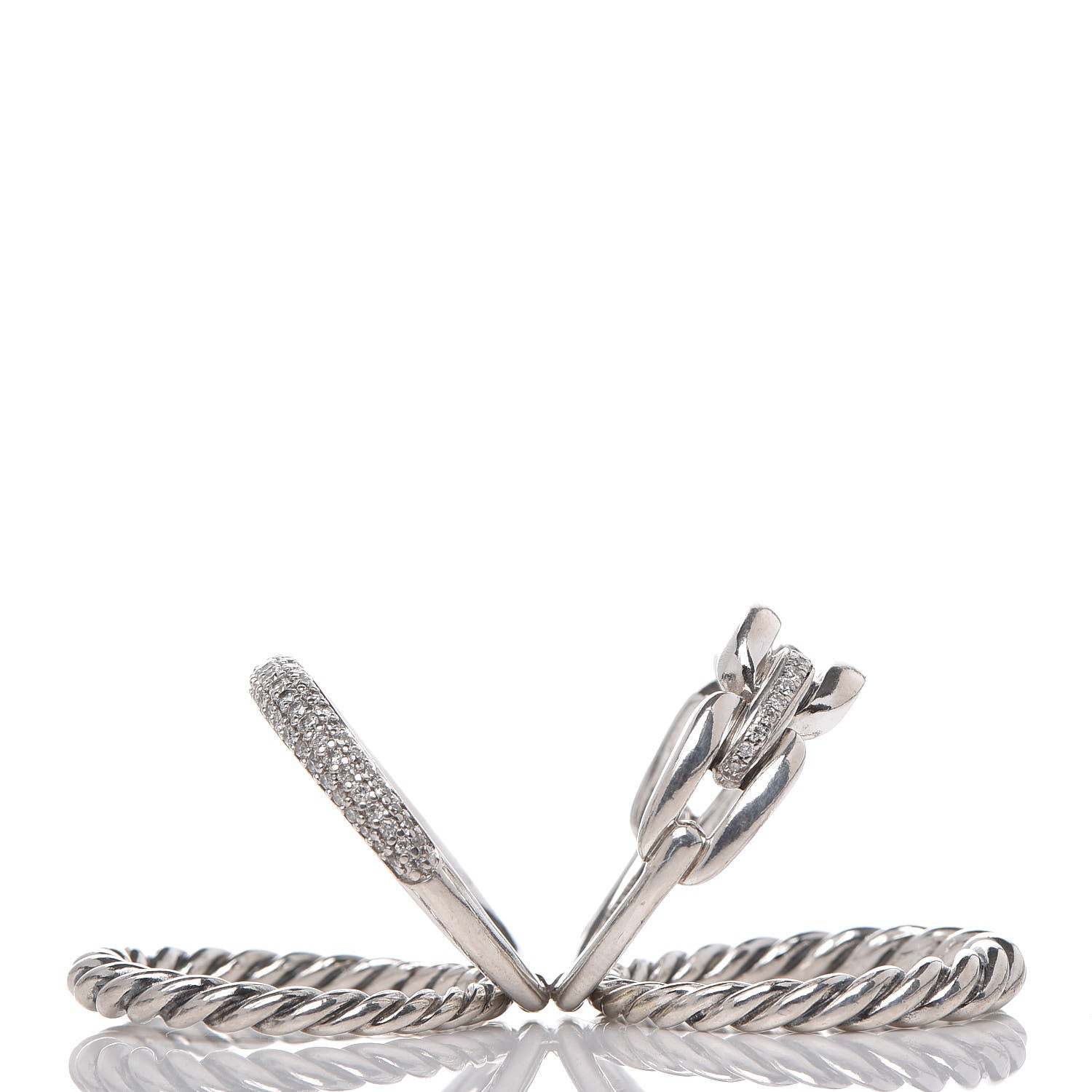 David Yurman Sterling Silver Diamond Wellesley Four-Row Ring 50 5.5 7 of 8