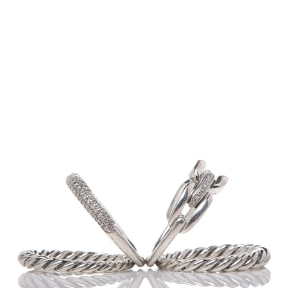 David Yurman Sterling Silver Diamond Wellesley Four-Row Ring 50 5.5 7 of 8