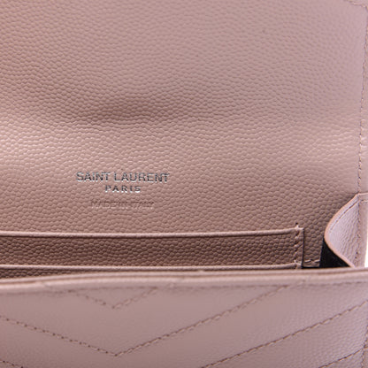 Saint Laurent Grain De Poudre Matelasse Chevron Small Monogram Envelope Wallet Pale Pink 8 of 8