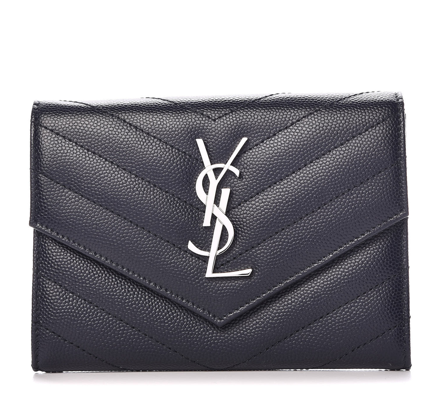 Grain De Poudre Matelasse Chevron Small Monogram Passport Case Deep Marine
