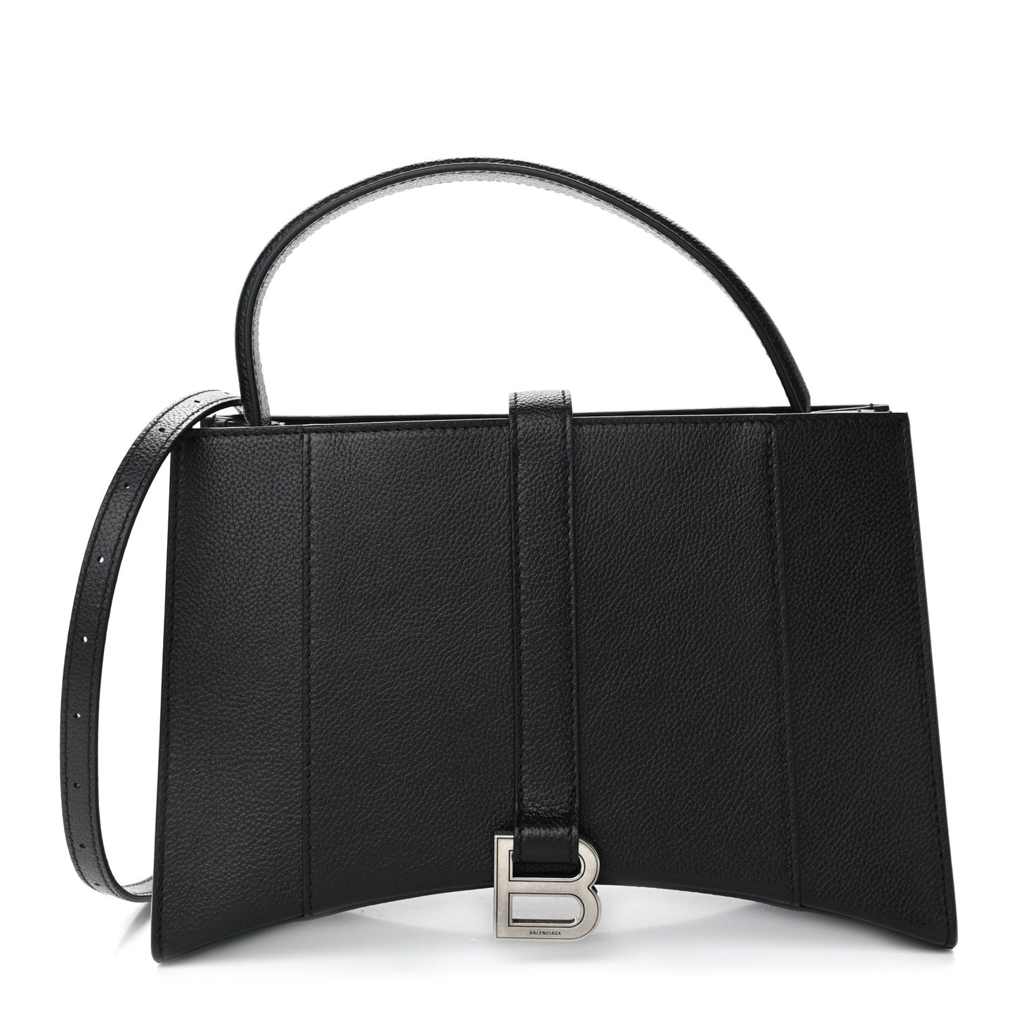 Grained Calfskin XS Hourglass East West Tote Black