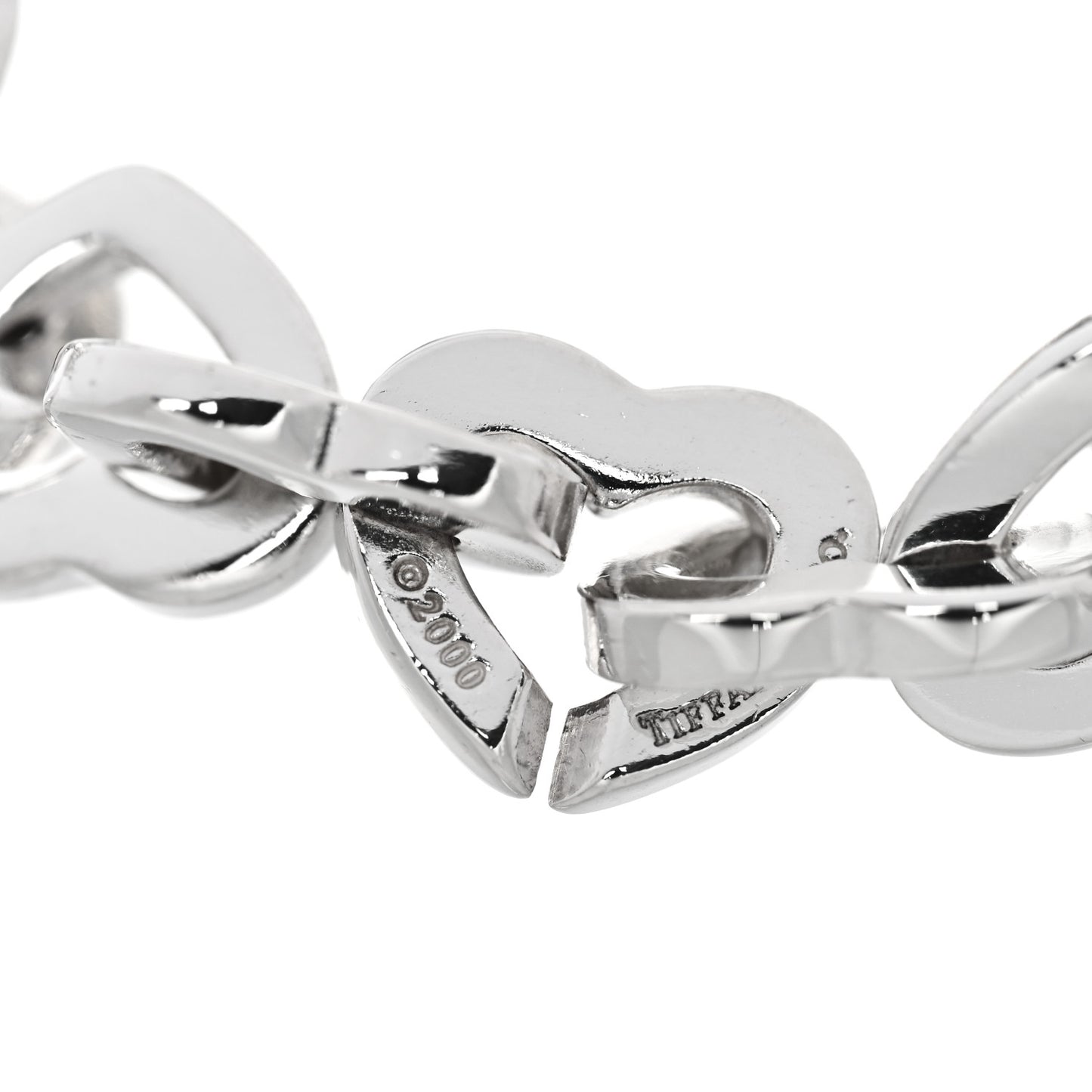 Sterling Silver 18K Yellow Gold Heart Links Bracelet