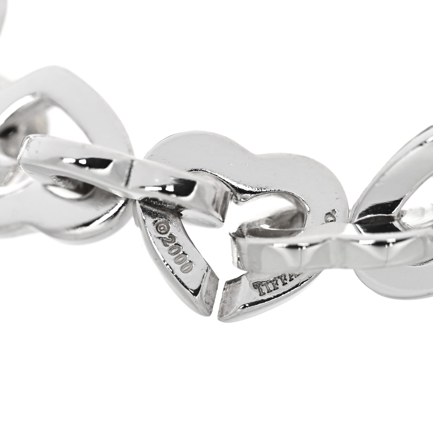 Tiffany Sterling Silver 18K Yellow Gold Heart Links Bracelet 3 of 4