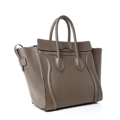 Celine Drummed Calfskin Mini Luggage Souris 3 of 15