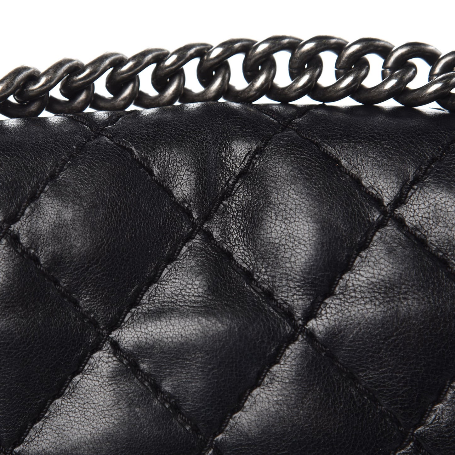 Calfskin Double Stitch Medium Boy Flap Black