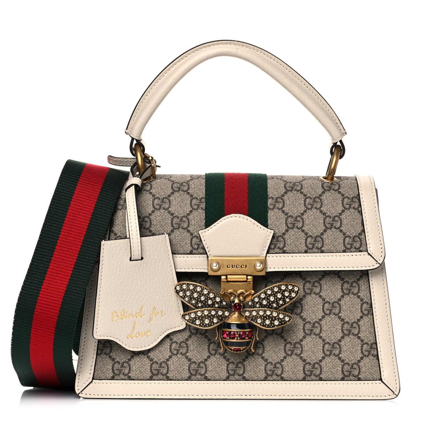 GG Supreme Monogram Small Queen Margaret Top Handle Bag White