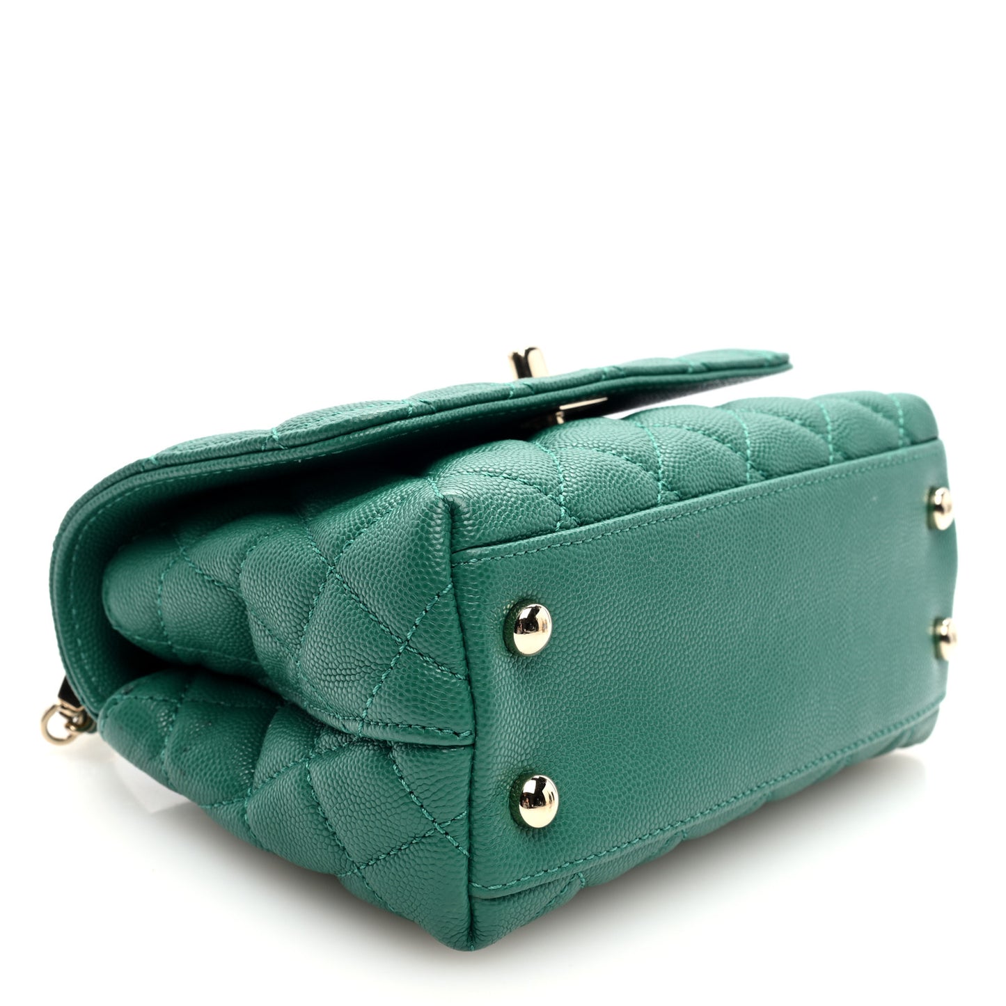 Caviar Quilted Extra Mini Coco Handle Flap Green