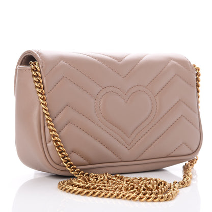Gucci Calfskin Matelasse Super Mini GG Marmont Shoulder Bag Porcelain Rose 3 of 9