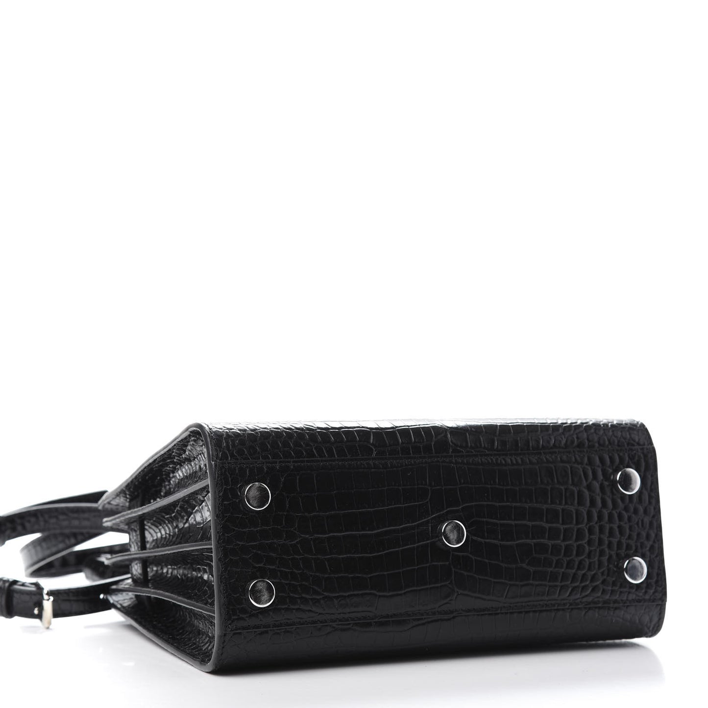 Calfskin Crocodile Embossed Nano Sac De Jour Black