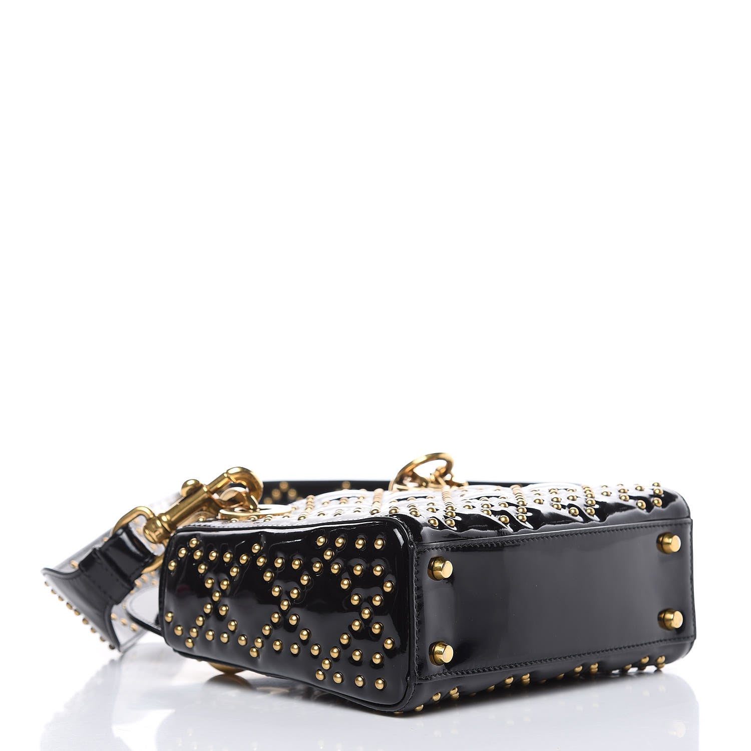 Christian Dior Patent Studded Mini Supple Lady Dior Black 4 of 11