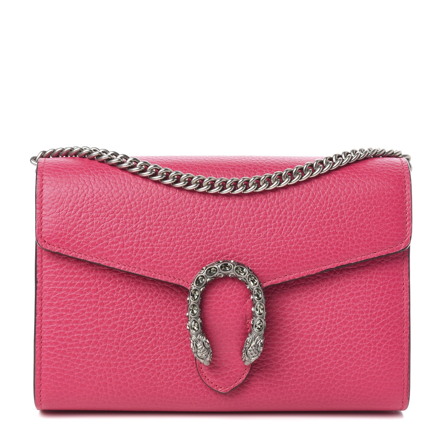 Dollar Calfskin Crystal Mini Dionysus Chain Wallet Box Pink