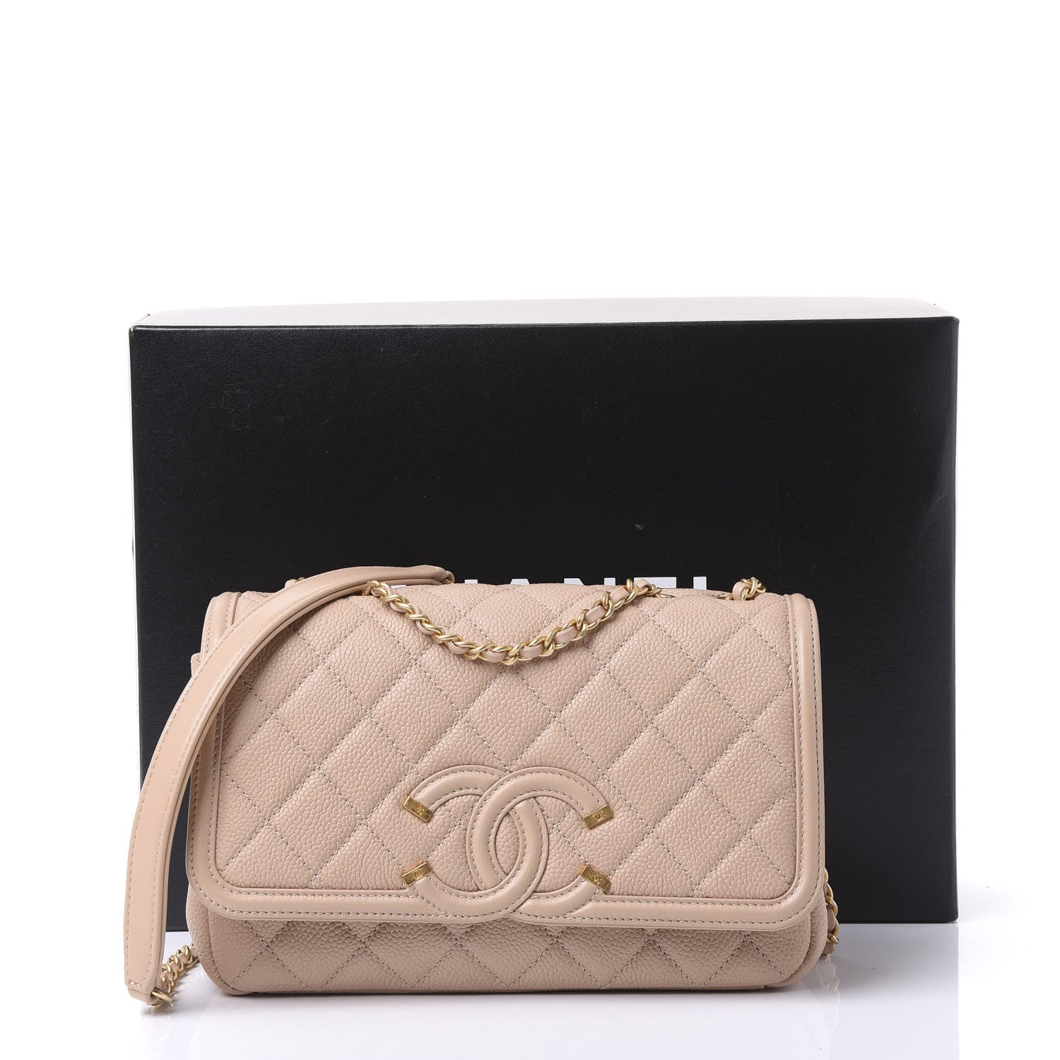 Chanel Caviar Quilted Small CC Filigree Flap Beige 10 of 10