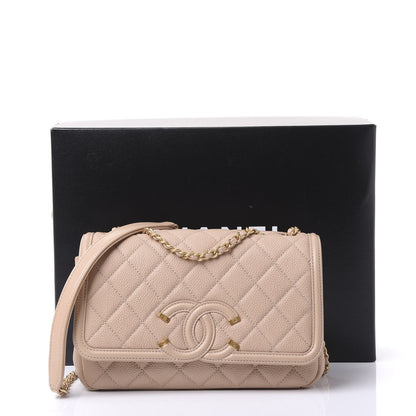 Chanel Caviar Quilted Small CC Filigree Flap Beige 10 of 10