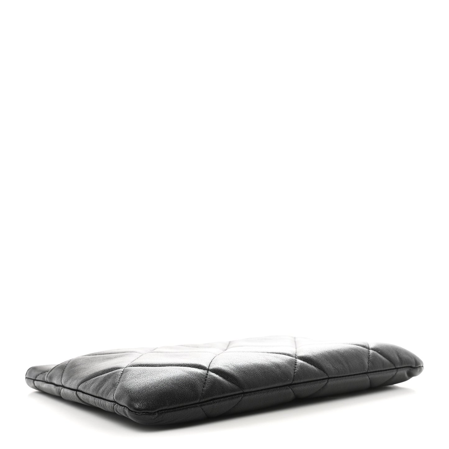 Goatskin Quilted Chanel 19 Pouch Black