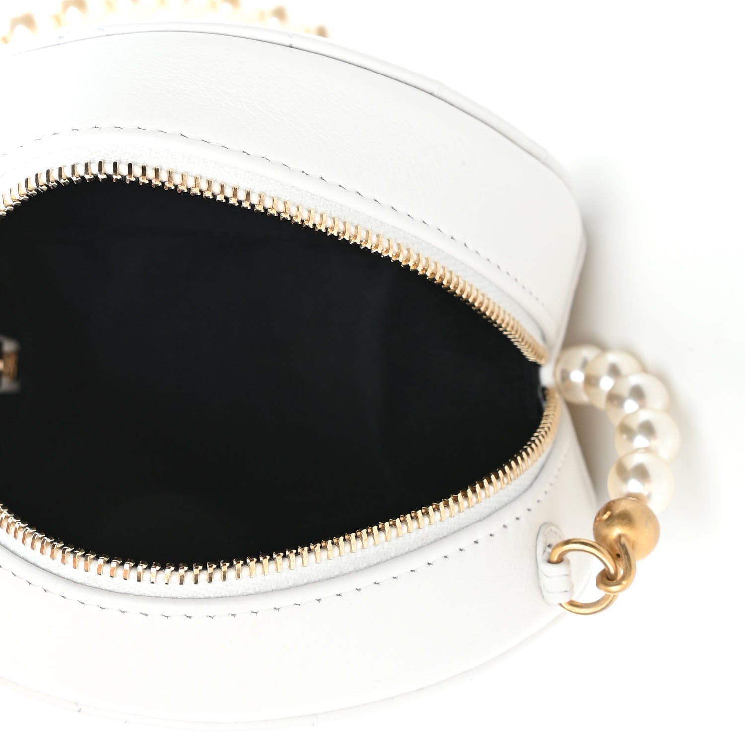 Chanel Calfskin Quilted About Pearls Round Clutch With Chain White 4 of 4