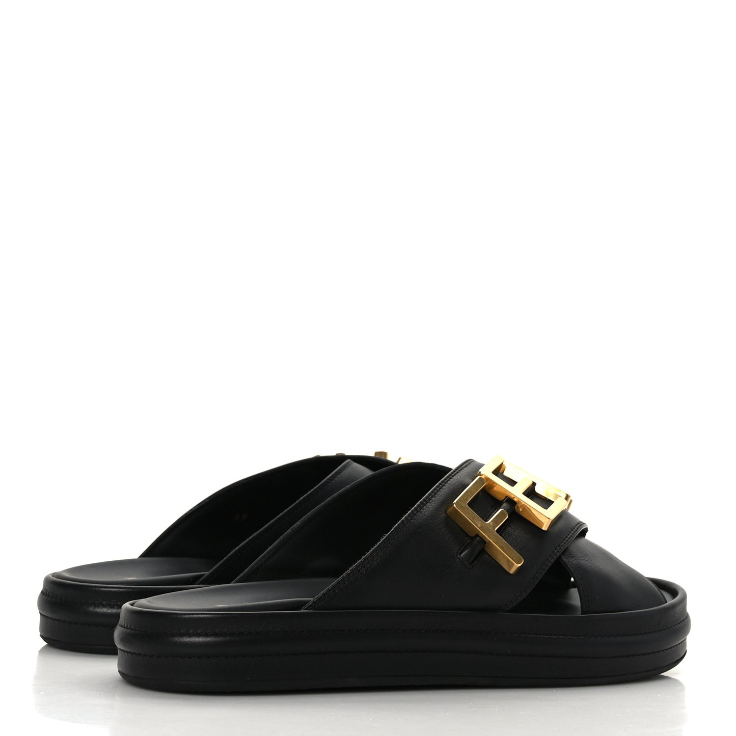 Vitello Womens Fendigraphy Slide Sandals 40 Black