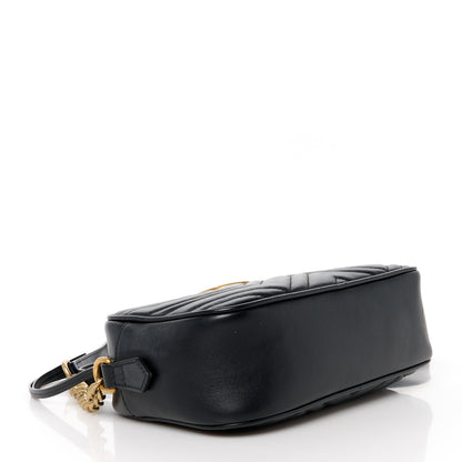 Gucci Calfskin Matelasse Small GG Marmont Chain Shoulder Bag Black 4 of 11