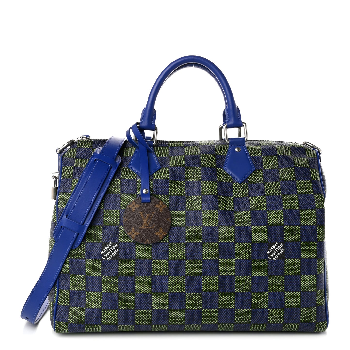 Damier Heritage Speedy Bandouliere 40 Blue Green