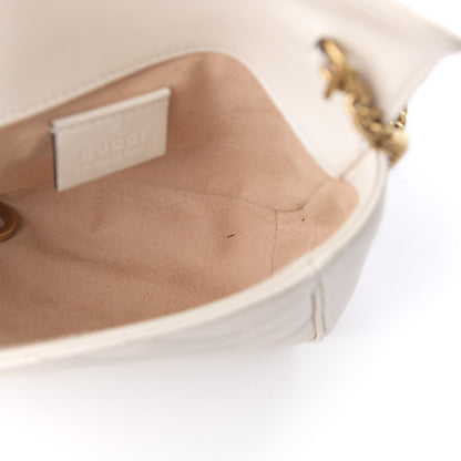 Gucci Calfskin Matelasse Super Mini GG Marmont Shoulder Bag White 8 of 9