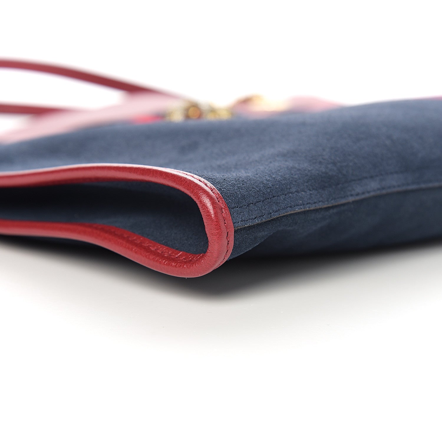 Gucci Suede Calfskin Large Rajah Chain Tote New Blue Romantic Cherry 8 of 10