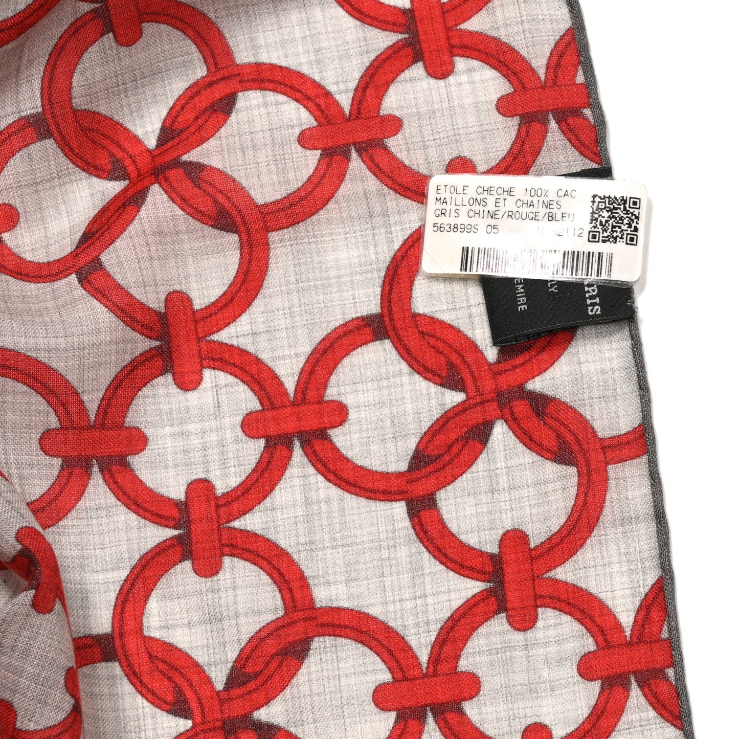 Cashmere Maillons Et Chaines Rectangle Gris Chine Rouge Bleu