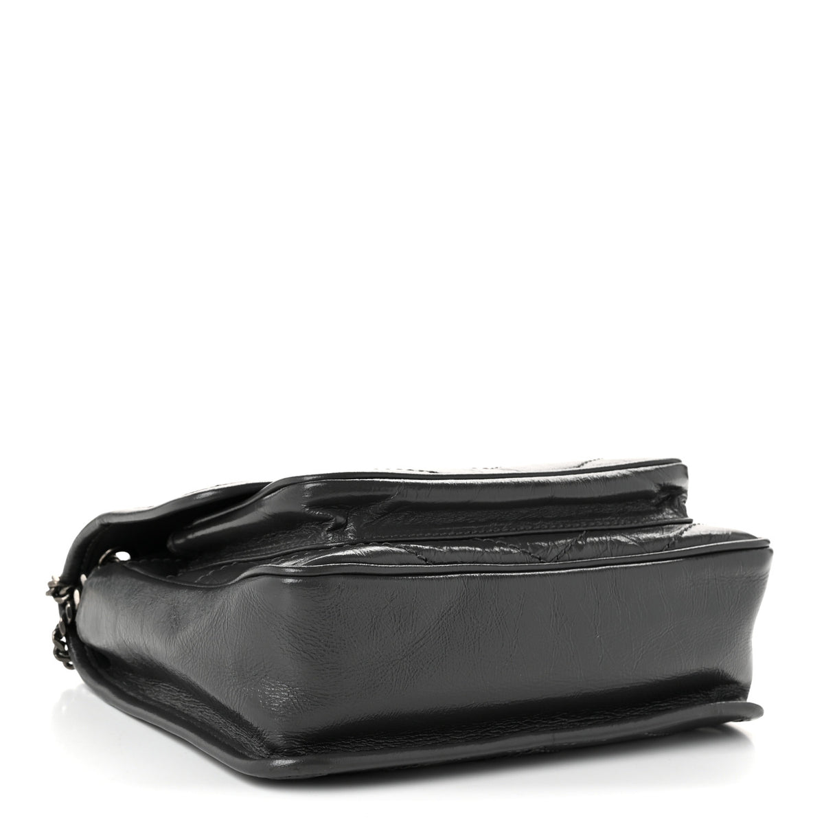 Crinkled Calfskin Matelasse Monogram Baby Niki Chain Satchel Storm