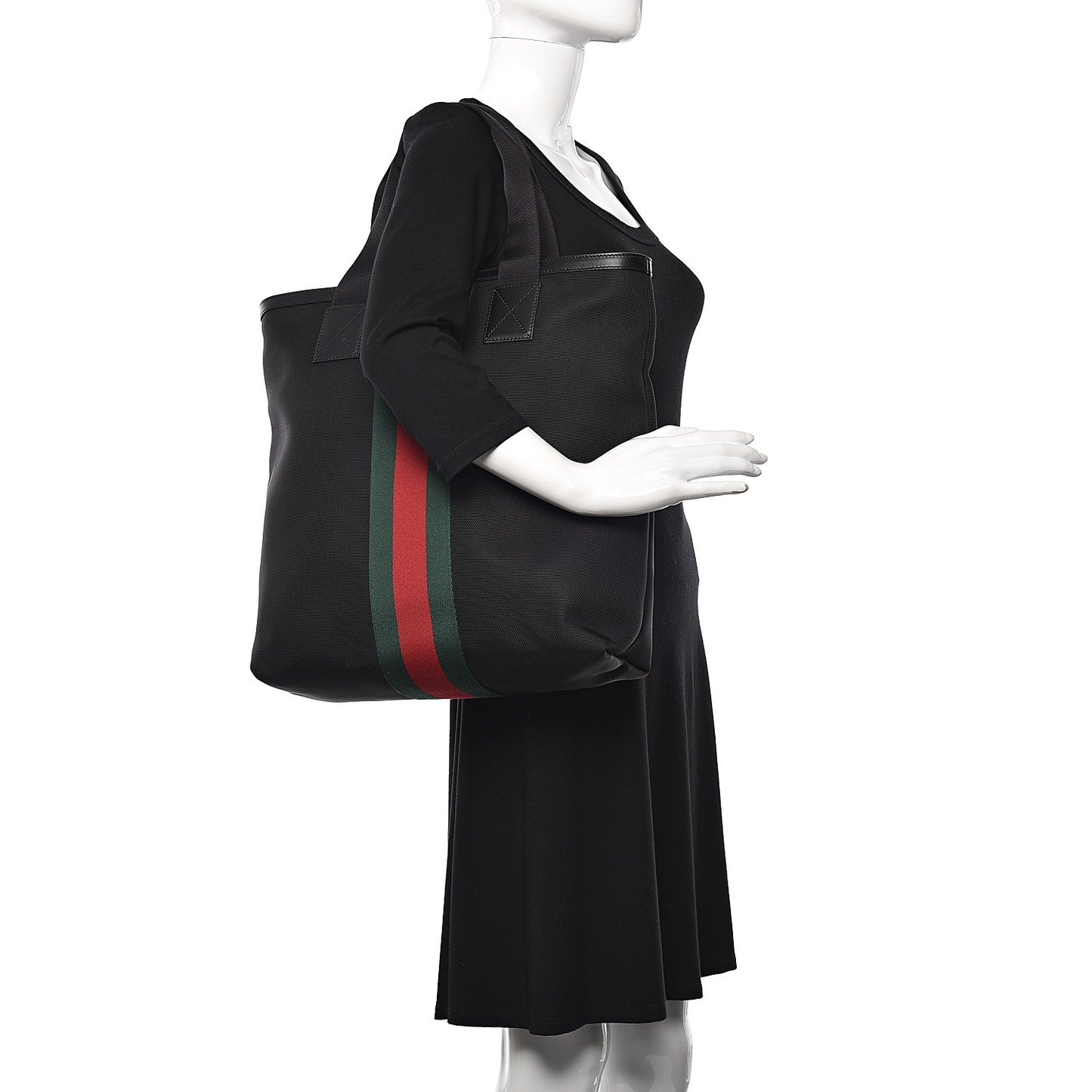 Techno Canvas Web Vertical Tote Black