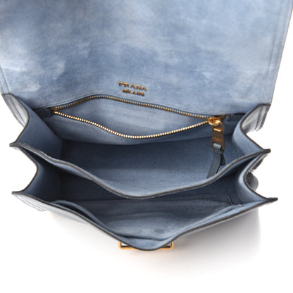Prada Glace Calf Medium Soft Cahier Bag Marine Astrale 6 of 10