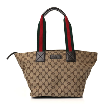 Gucci GG Monogram Medium Web Handle Bucket Tote Dark Brown 1 of 11