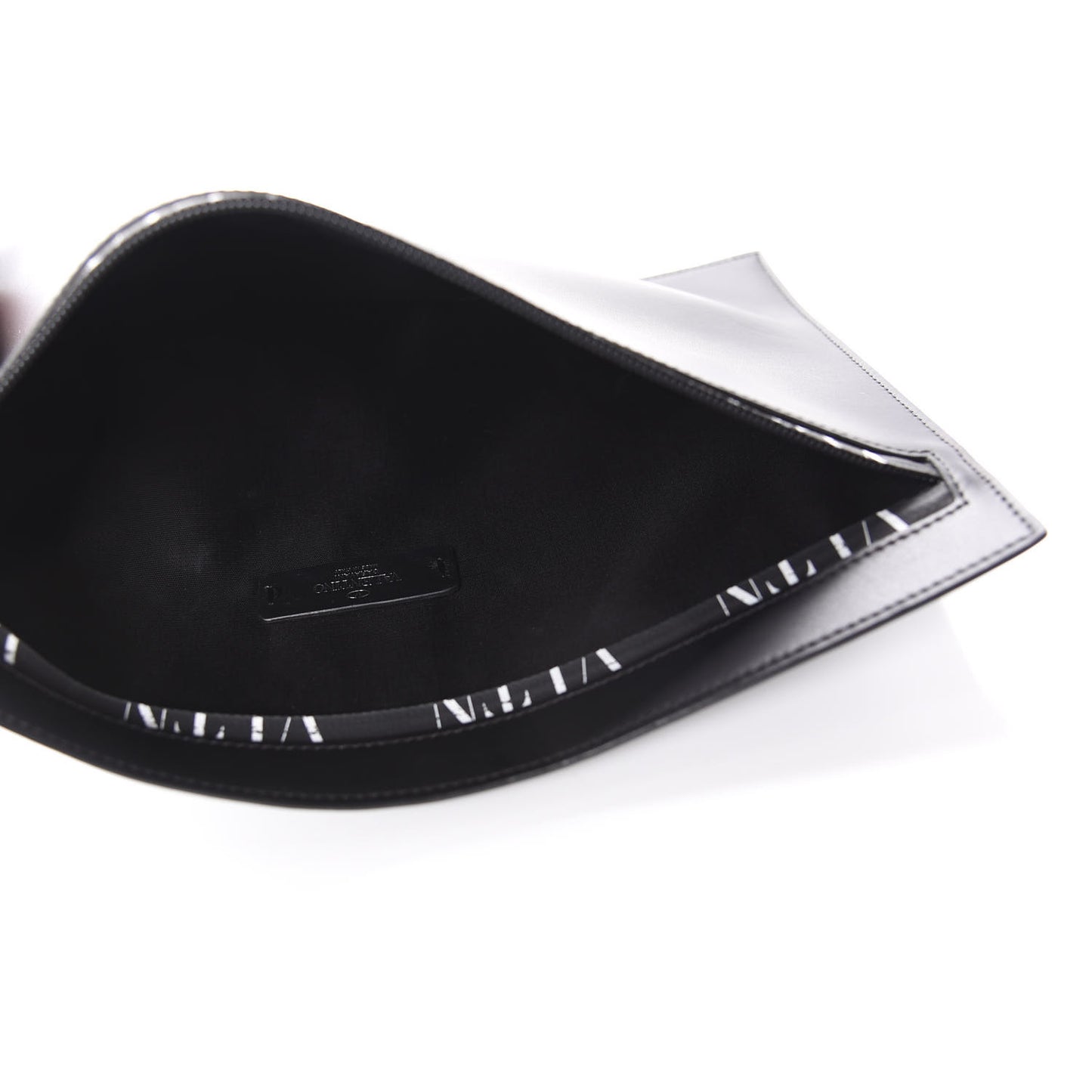 Calfskin Large VLTN Rockstud Flat Zip Pouch Black