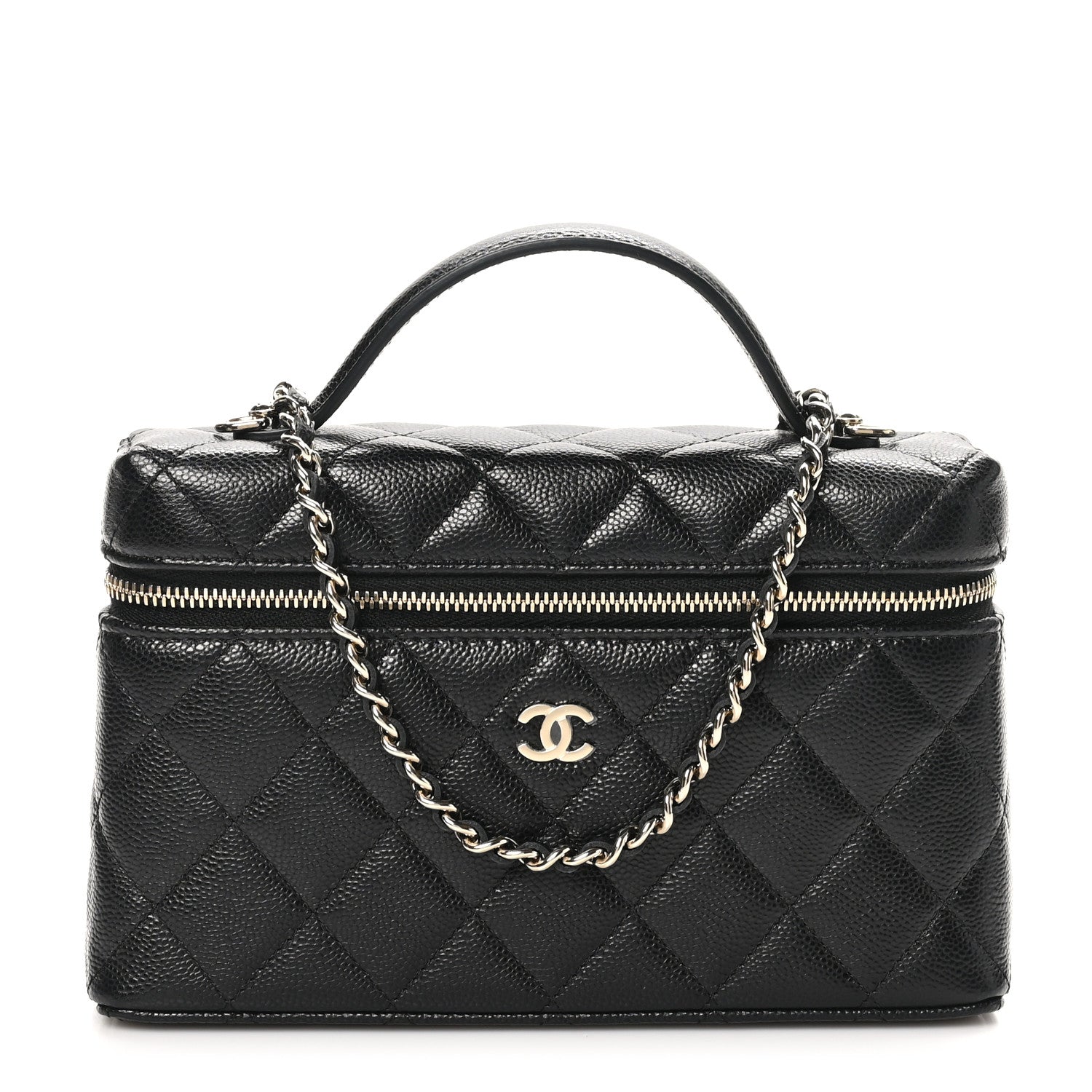 Chanel Caviar Quilted Top Handle Slim Vanity With Chain Black 1 of 10