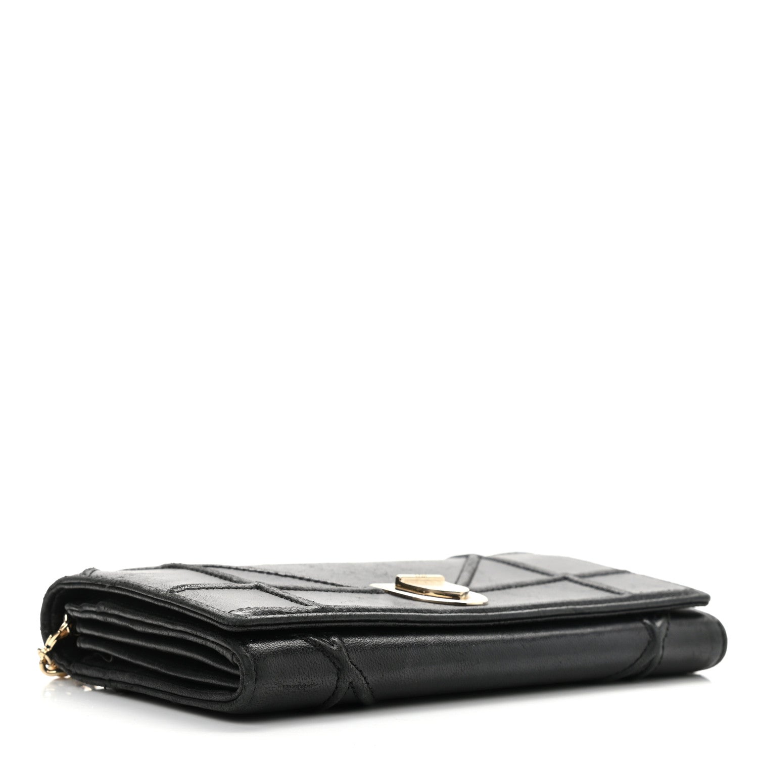 Christian Dior Grained Calfskin Diorama Wallet on Chain Pouch Black 4 of 15