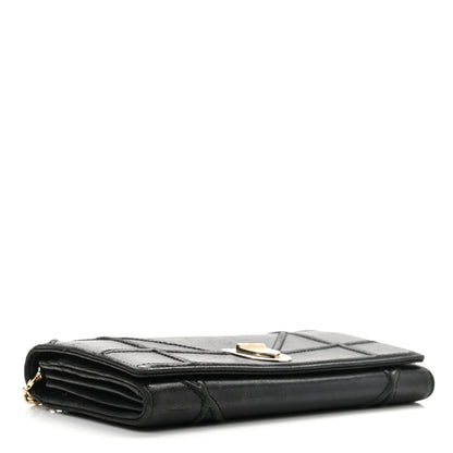 Christian Dior Grained Calfskin Diorama Wallet on Chain Pouch Black 4 of 15