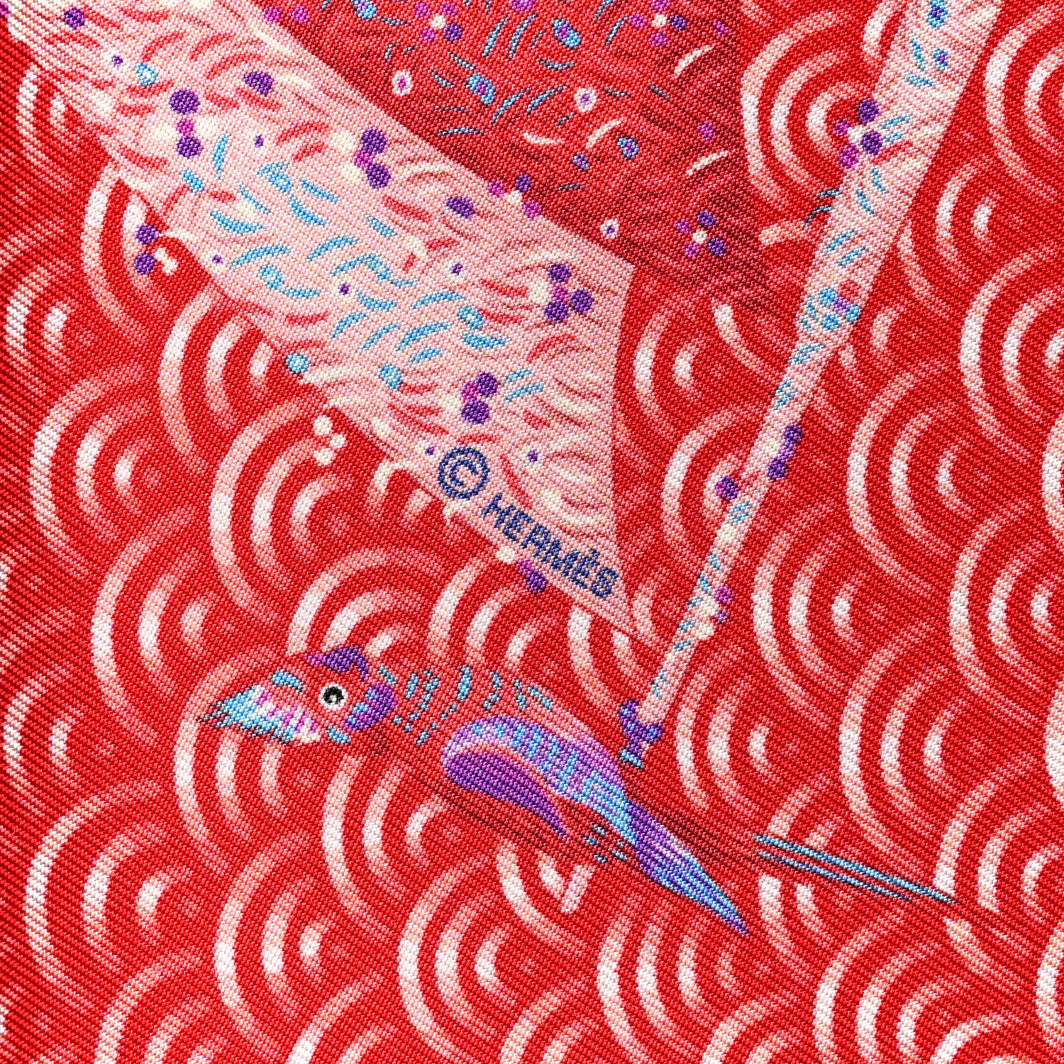 Hermes Silk Bateau Fleuri Scarf 90 Rouge Rose Poudre Bleu 4 of 5