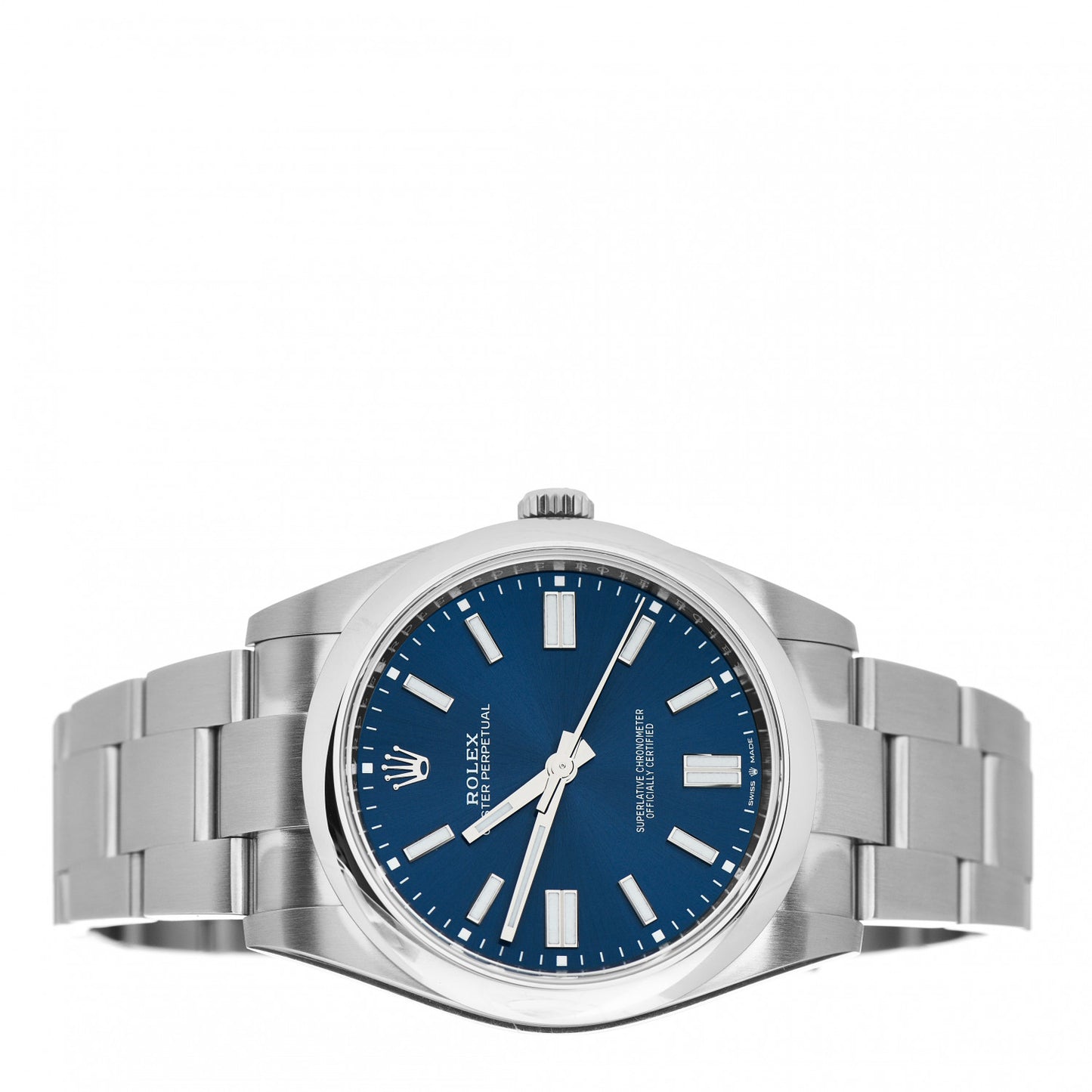 Stainless Steel 41mm Oyster Perpetual Watch Bright Blue 124300