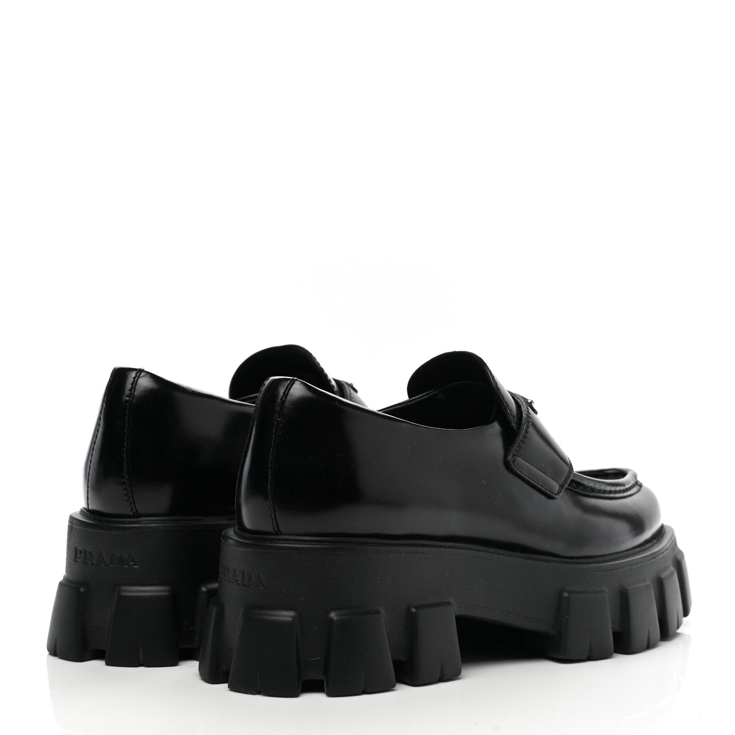 Spazzolato Triangle Logo Monolith Pointy 55mm Loafers 36.5 Black
