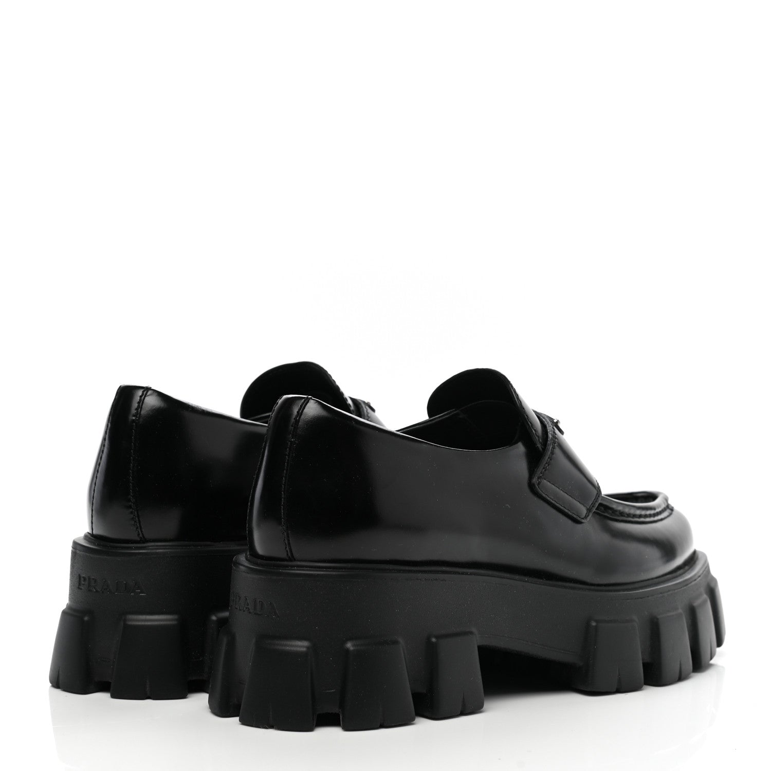 Prada Spazzolato Triangle Logo Monolith Pointy 55mm Loafers 36.5 Black 4 of 9