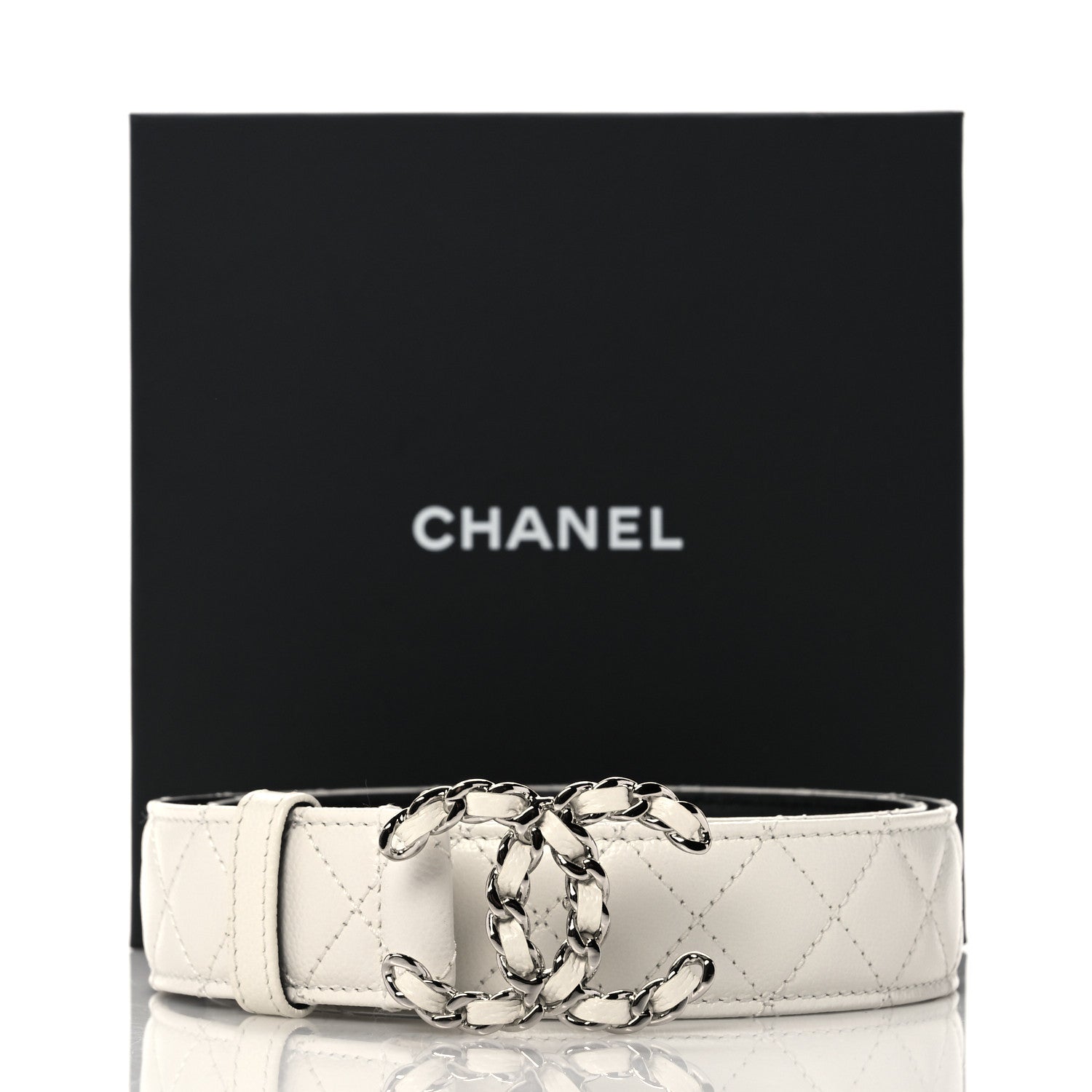 Chanel Caviar Quilted CC Chain Belt 75 30 White 6 of 6