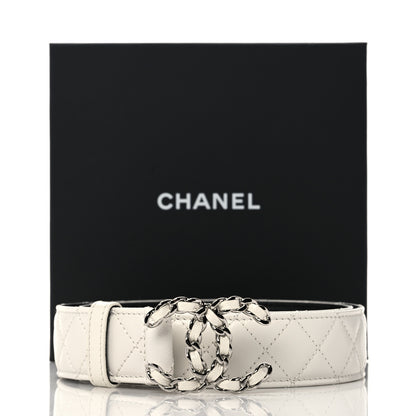 Chanel Caviar Quilted CC Chain Belt 75 30 White 6 of 6