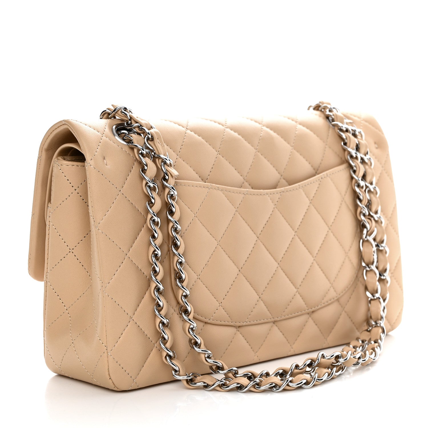Chanel Lambskin Quilted Medium Double Flap Beige 2 of 10