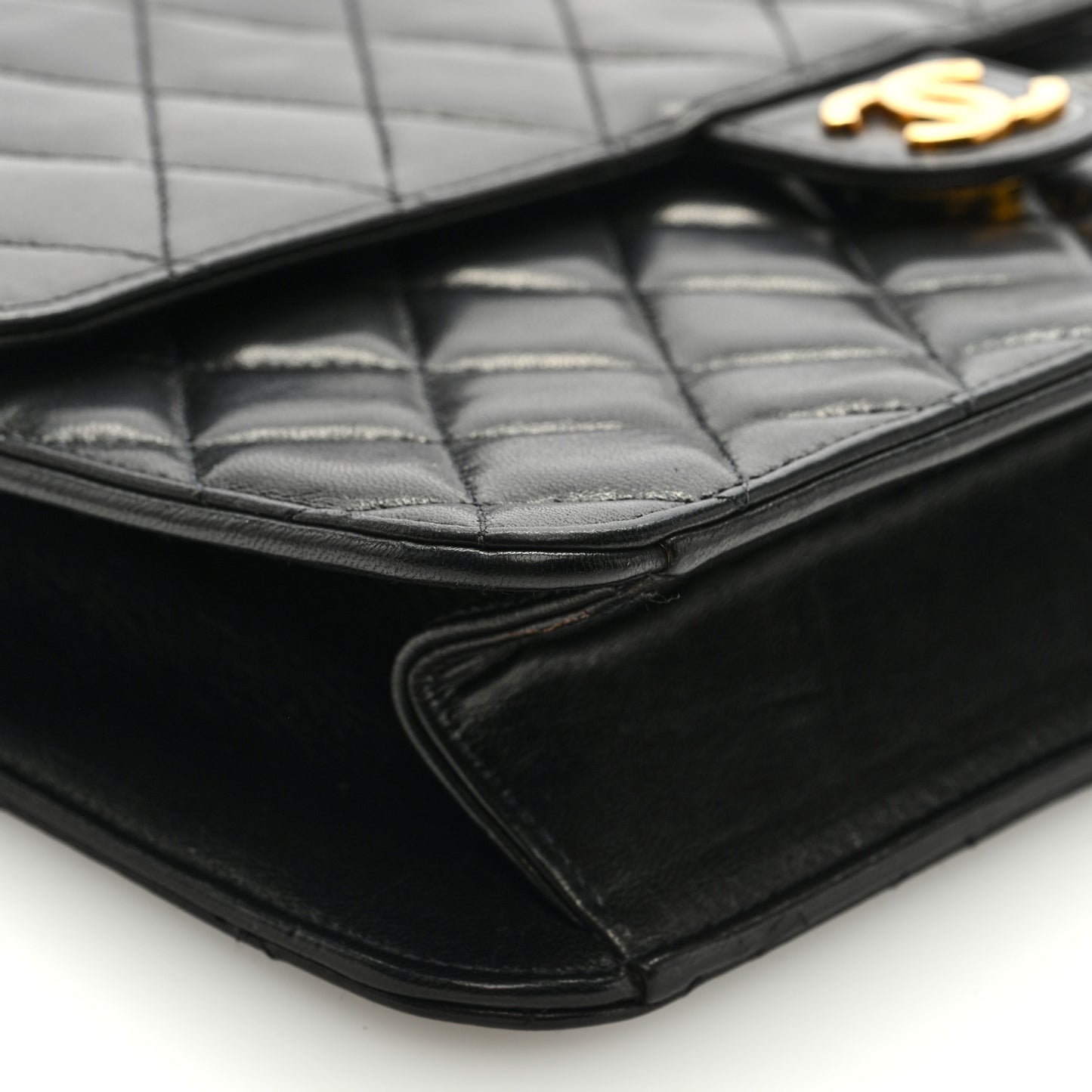 Lambskin Quilted Small Single Flap Black
