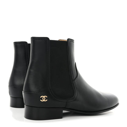 Chanel Calfskin Elastic Short Boots 39.5 Black 4 of 9