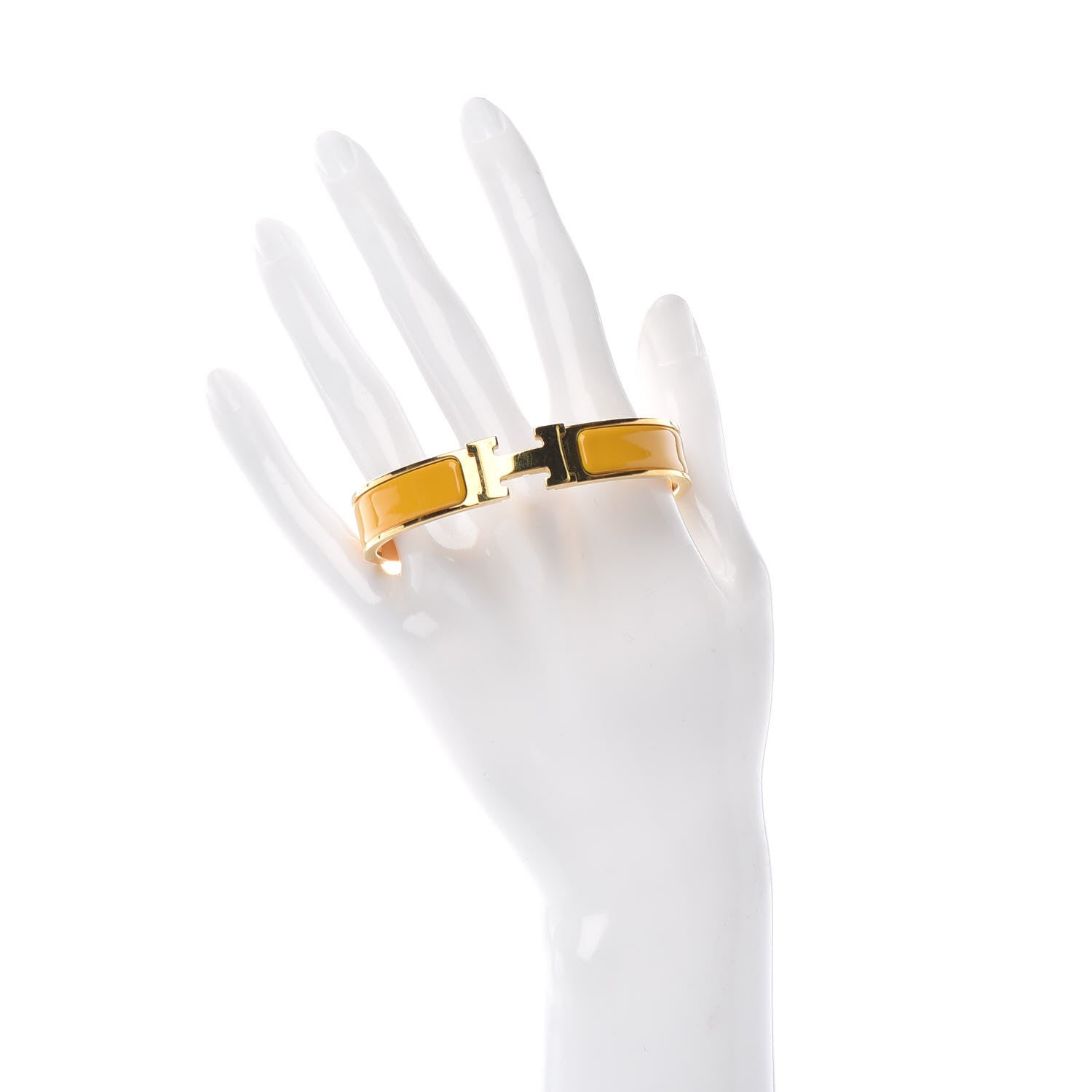 Hermes Enamel Narrow Clic Clac H Bracelet GM Jaune Madras 2 of 4