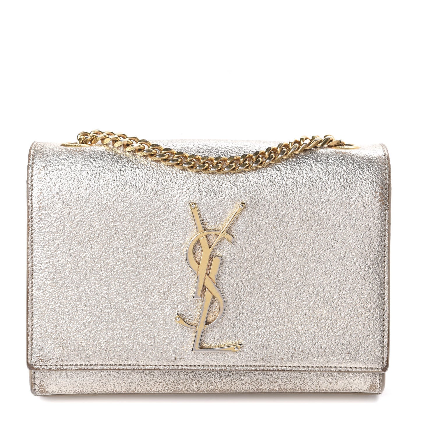 Metallic Calfskin Small Classic Monogram Kate Satchel Pale Gold