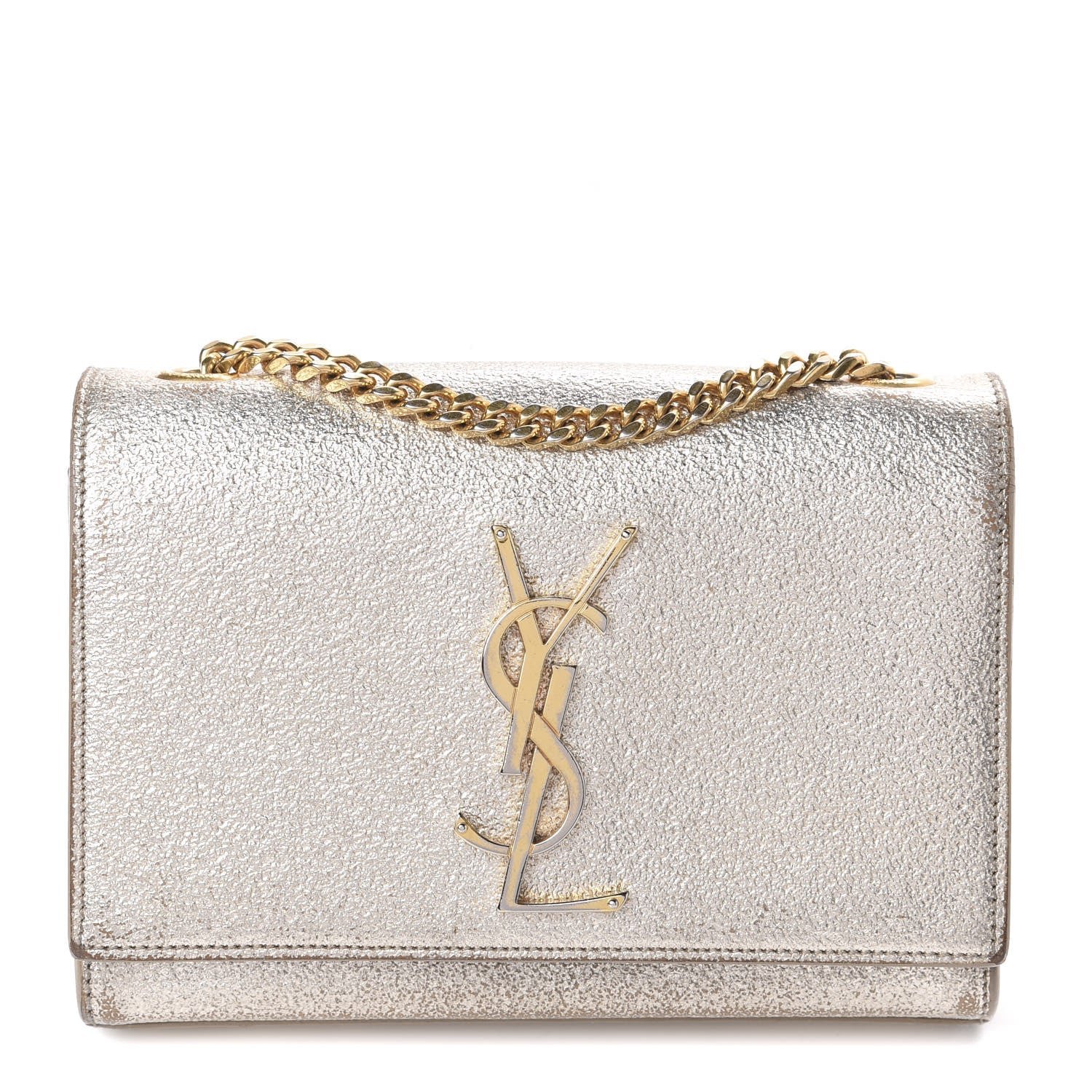 Saint Laurent Metallic Calfskin Small Classic Monogram Kate Satchel Pale Gold 1 of 13