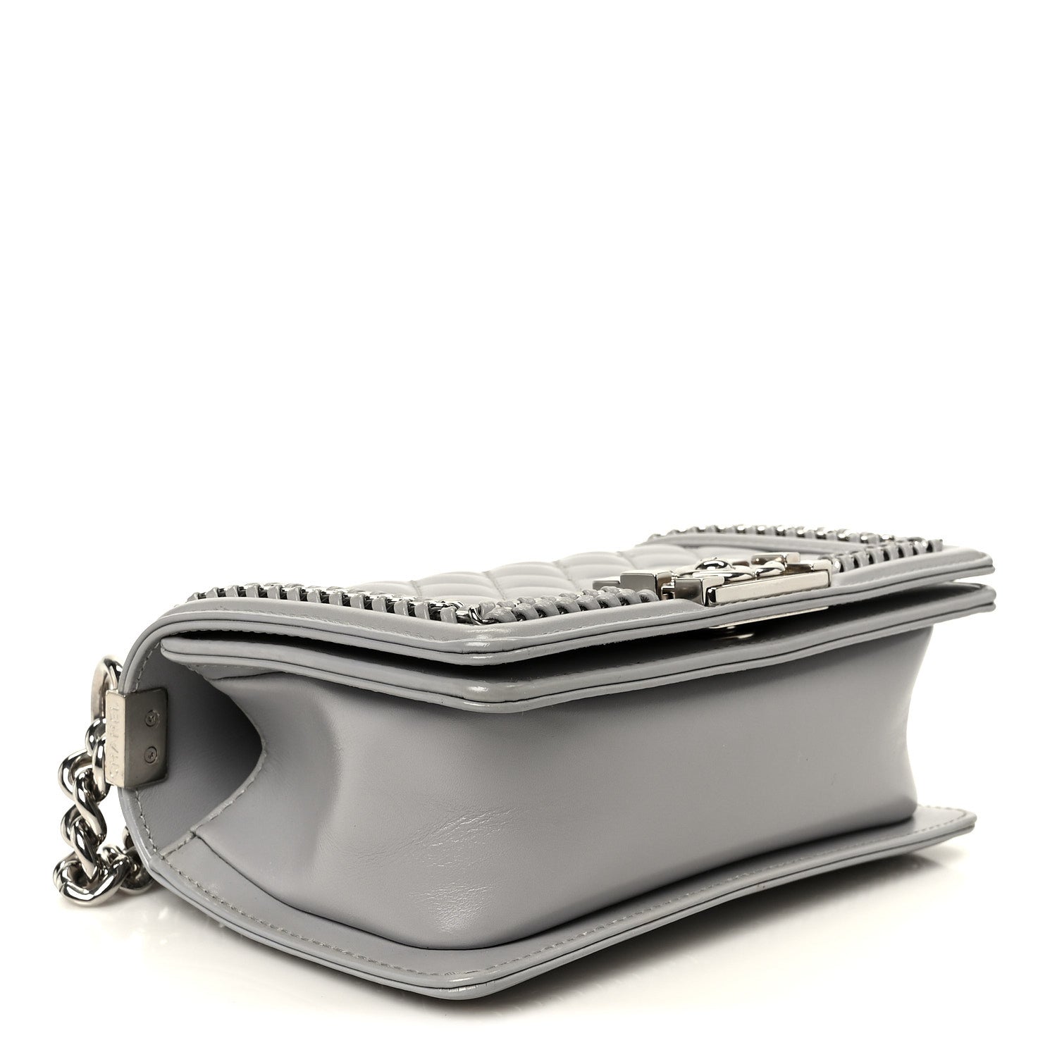 Chanel Iridescent Lambskin Quilted Small Chain Around Boy Flap Grey 4 of 10
