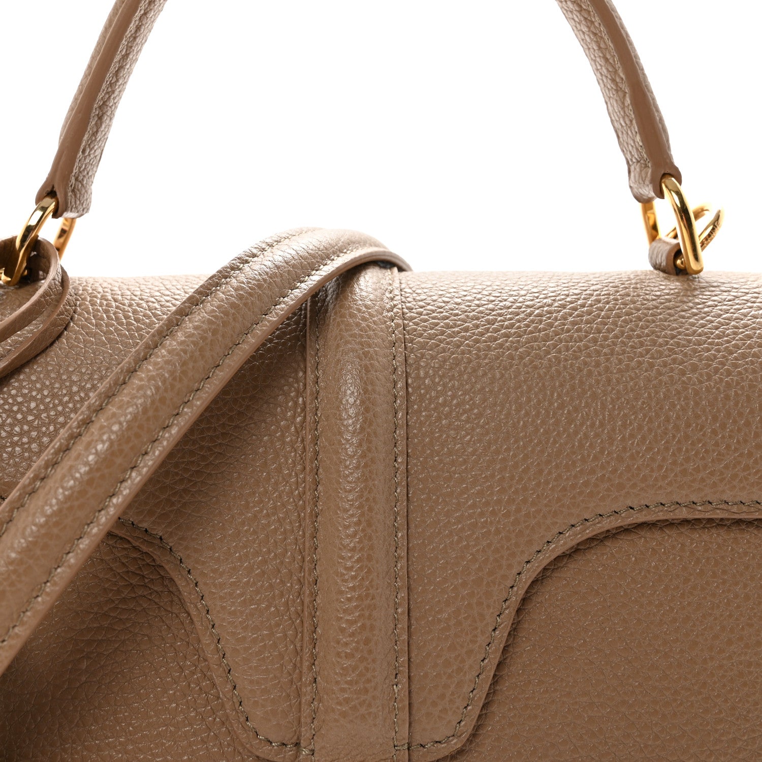 Celine Grained Calfskin Small 16 Top Handle Bag Beige 8 of 10